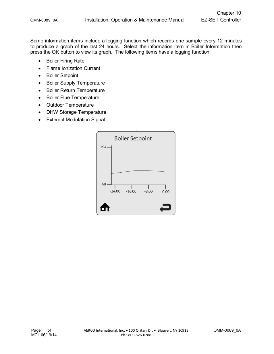 1 boiler information logging | AERCO Esteem Boiler with EZ-Set Controller User Manual | Page 79 / 188
