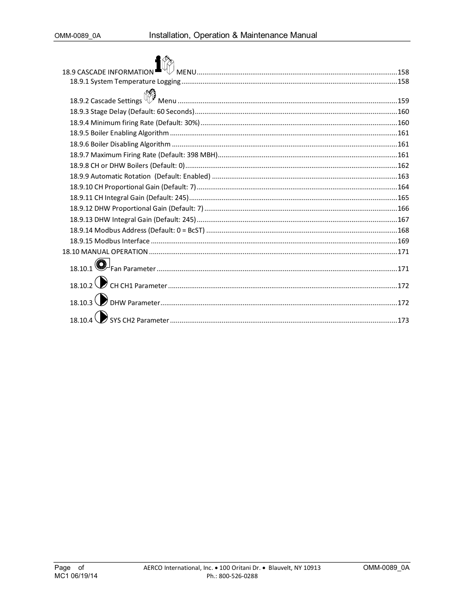 AERCO Esteem Boiler with EZ-Set Controller User Manual | Page 8 / 188