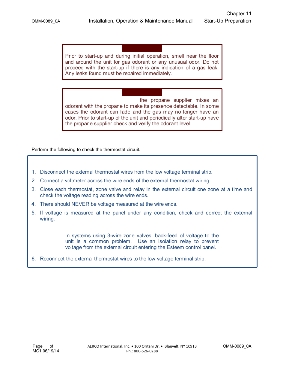 4 check for gas leaks, 5 check thermostat circuit | AERCO Esteem Boiler with EZ-Set Controller User Manual | Page 88 / 188