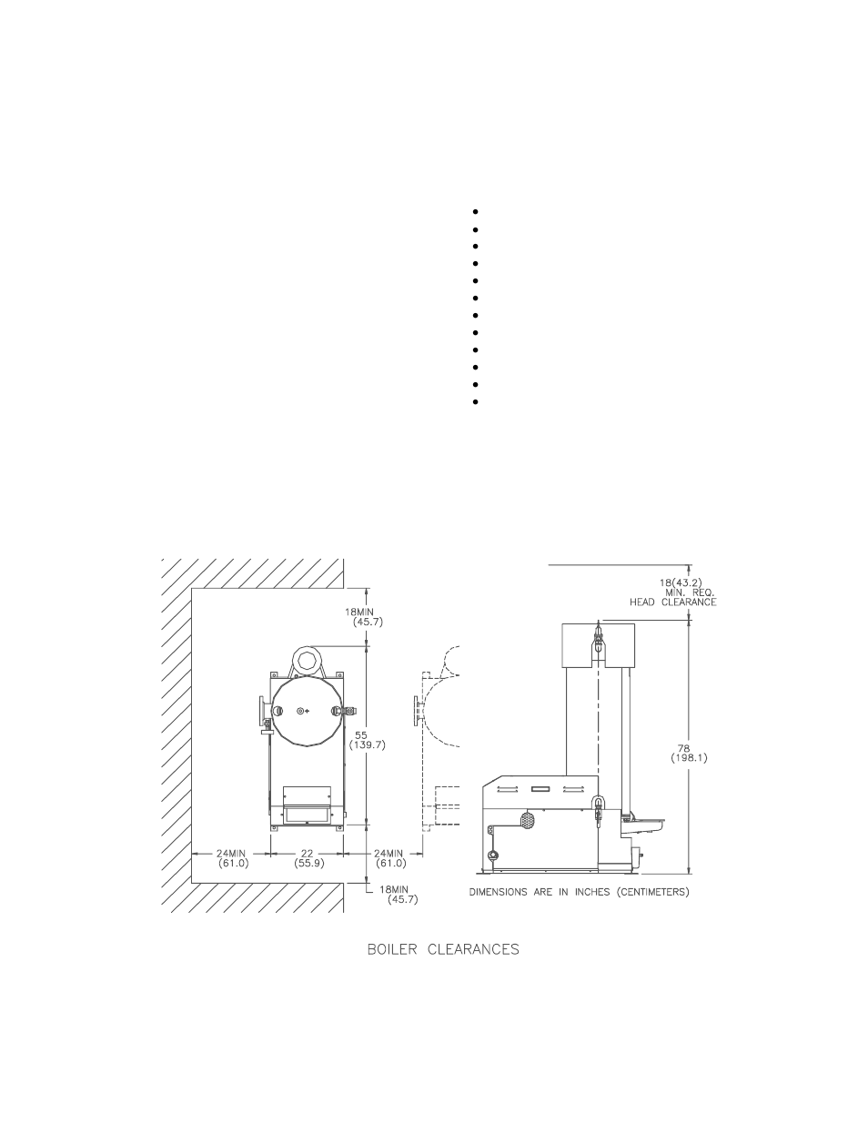 Kc-b-ch2-11-25-08.gr, Figure 2.1. boiler clearances, Installation | AERCO KC1000 Boiler equipped with C-More 2002 User Manual | Page 11 / 110