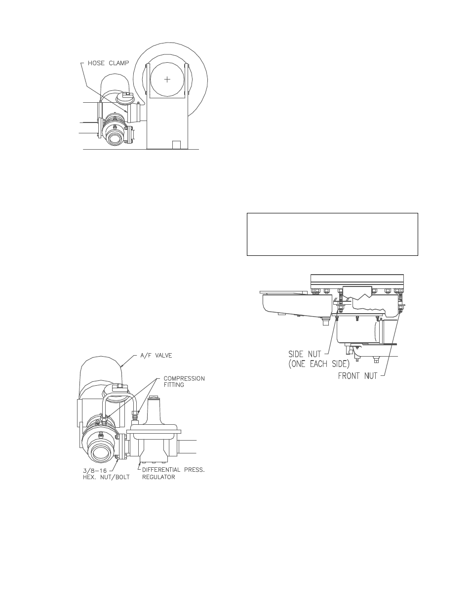 Figure 7.6, Air/fuel valve inlet hose clamp, Figure 7.7 | Figure 7.8, Manifold nut and bolt locations, Maintenance | AERCO KC1000 Boiler equipped with C-More 2002 User Manual | Page 67 / 110