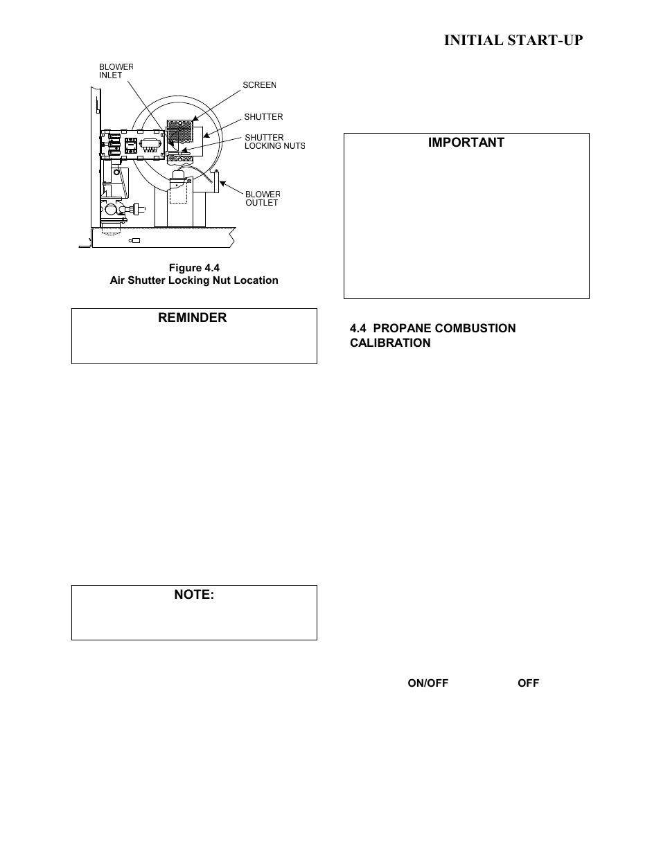 4 propane combustion calibration, Initial start-up | AERCO KC1000 Low NOx Boiler equipped with C-More version 3.04 User Manual | Page 37 / 113