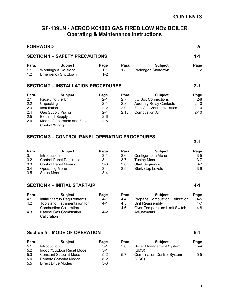 AERCO KC1000 Low NOx Boiler equipped with C-More 2003 User Manual | Page 3 / 101