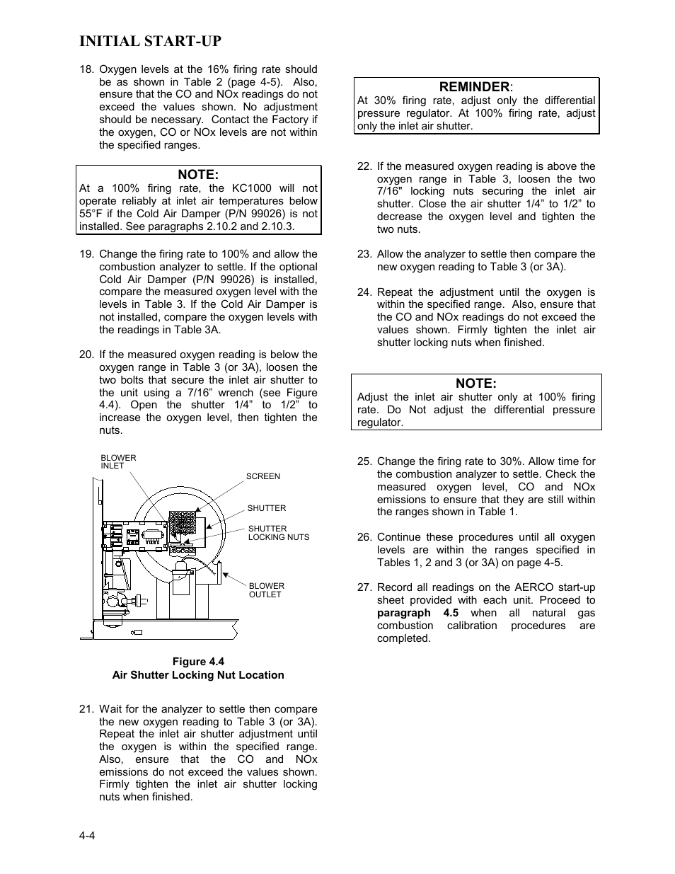 Initial start-up | AERCO KC1000 Low NOx Boiler equipped with C-More 2003 User Manual | Page 34 / 101