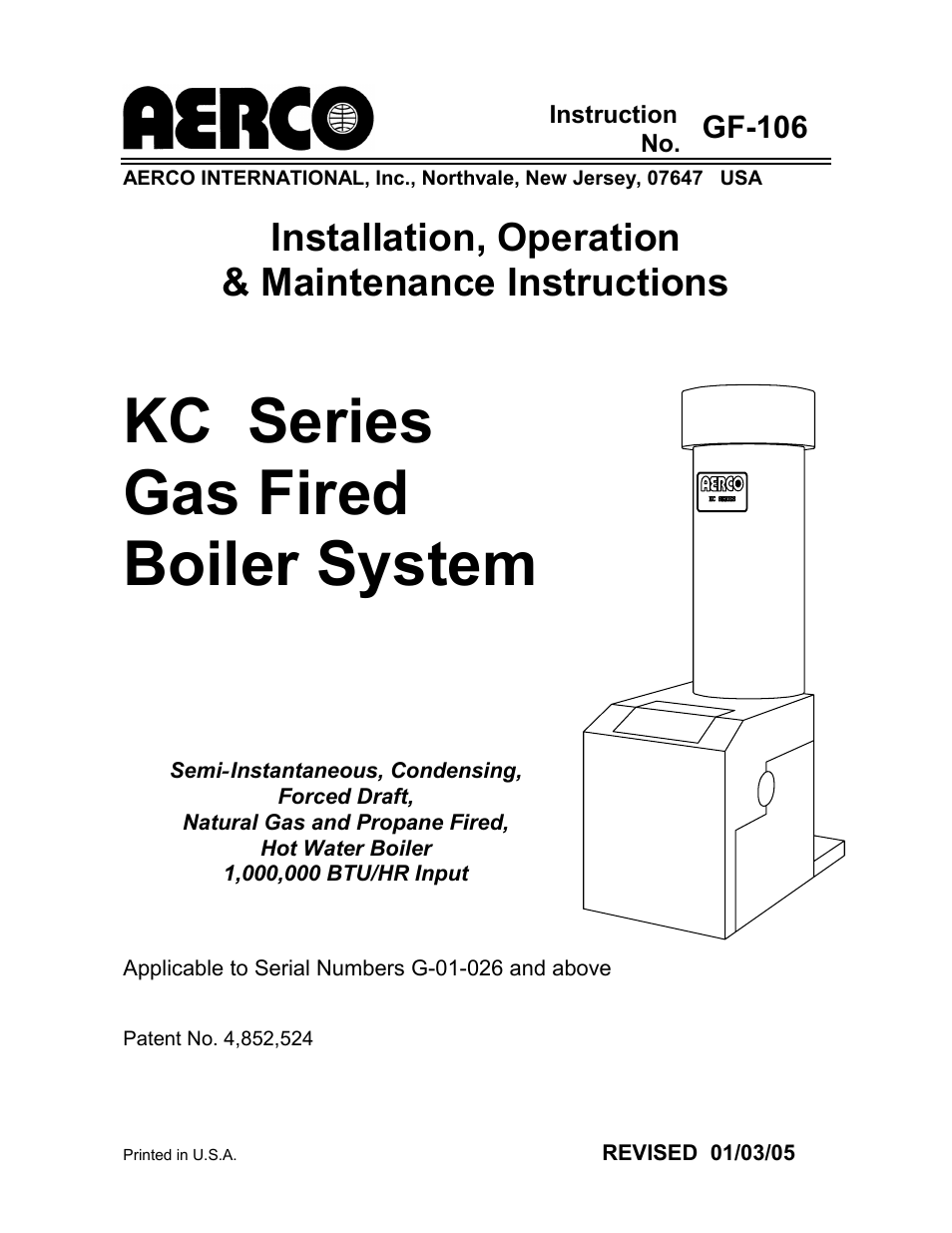 AERCO KC1000 Boiler equipped with Mod-Box Controller User Manual | 82 pages