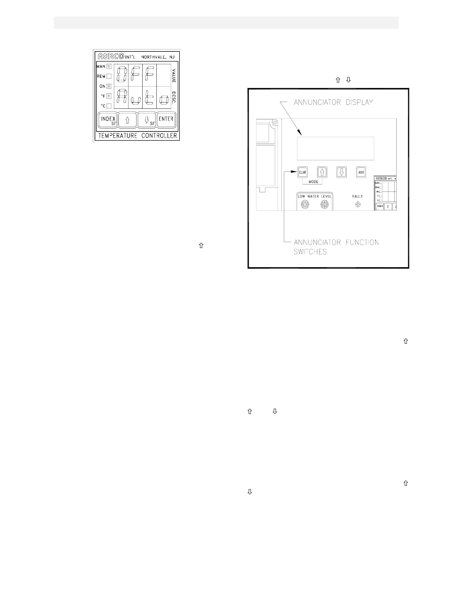 Figure 3.7, Auto/manual display with manual on, Figure 3.8 | Annunciator function switches and lcd display, Control panel operating procedures | AERCO KC1000 Boiler equipped with Mod-Box Controller User Manual | Page 18 / 82