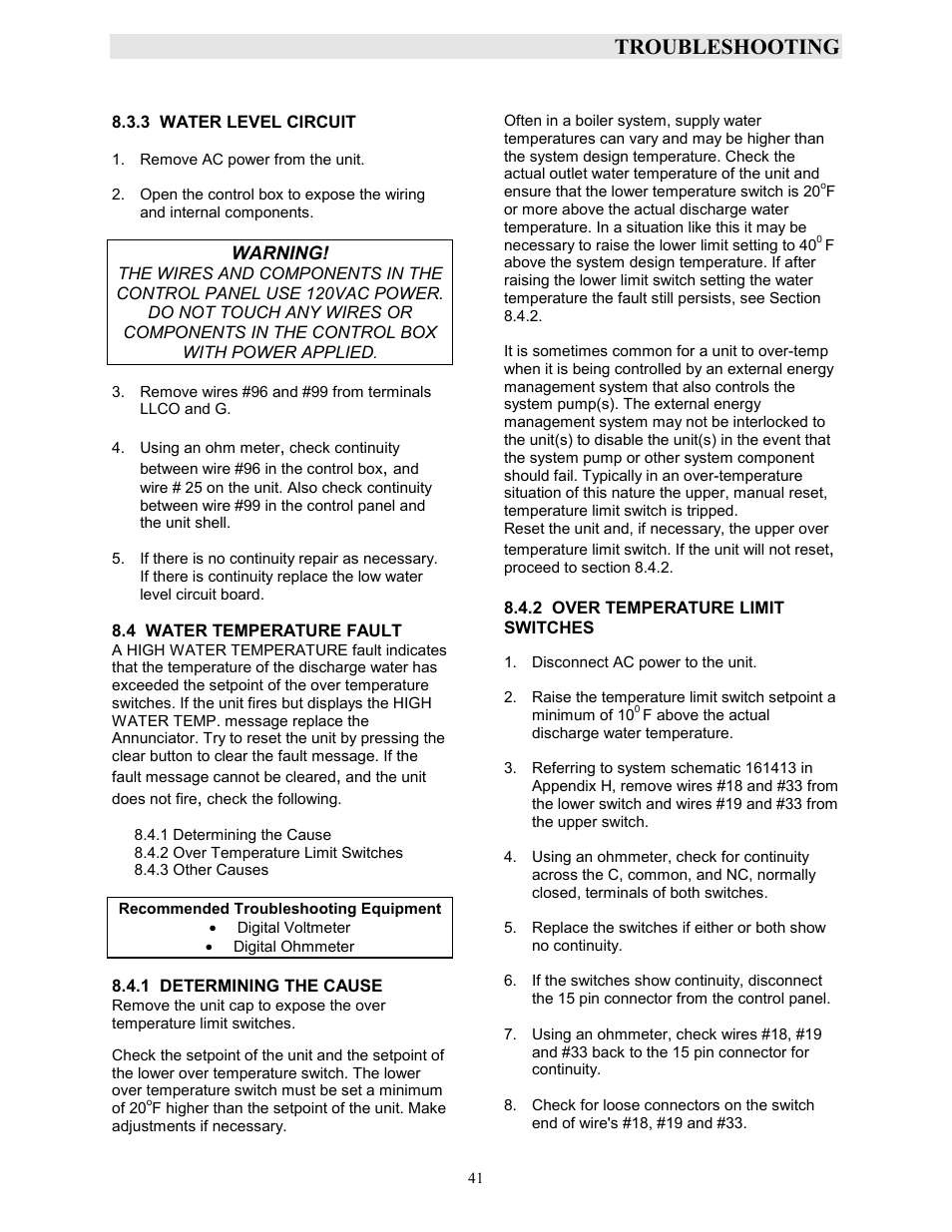 Troubleshooting | AERCO KC1000 Boiler equipped with Mod-Box Controller User Manual | Page 46 / 82