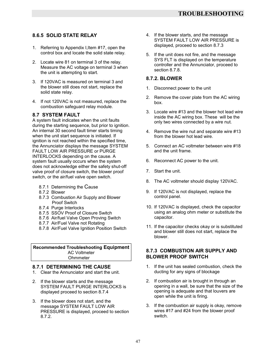 Troubleshooting | AERCO KC1000 Boiler equipped with Mod-Box Controller User Manual | Page 52 / 82