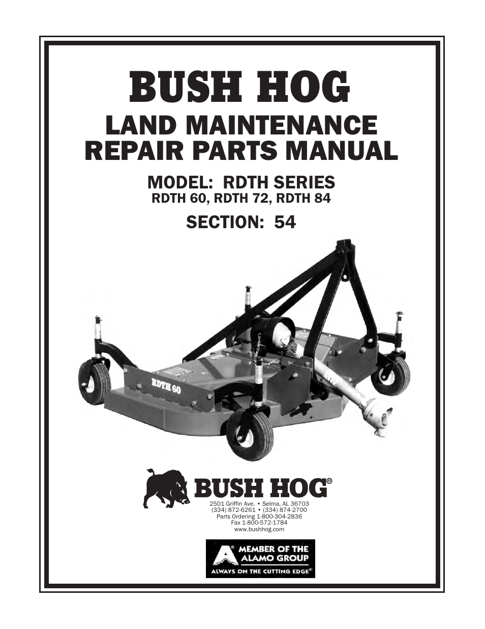 Bush Hog RDTH SERIES RDTH 72 User Manual | 28 pages