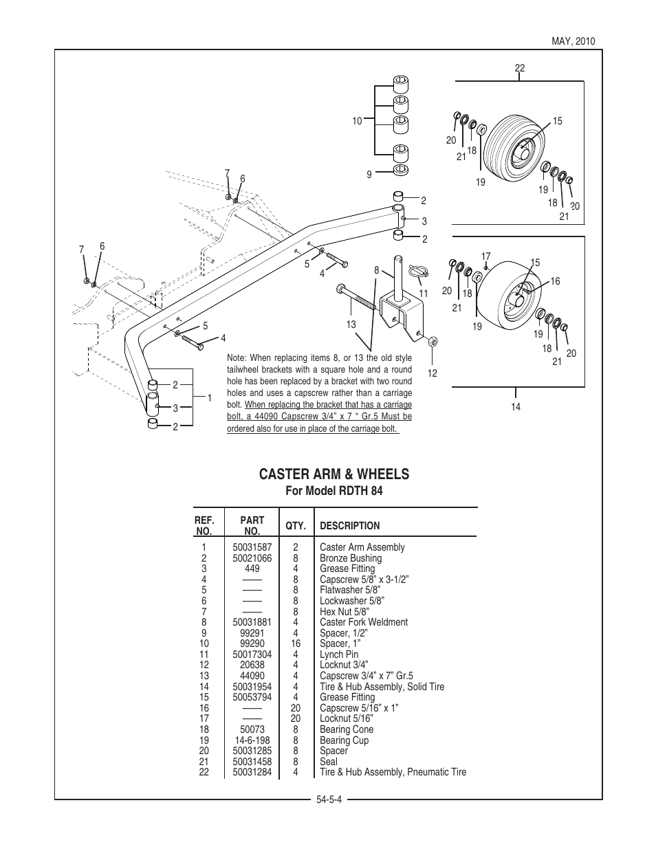 Caster arm & wheels | Bush Hog RDTH SERIES RDTH 72 User Manual | Page 24 / 28