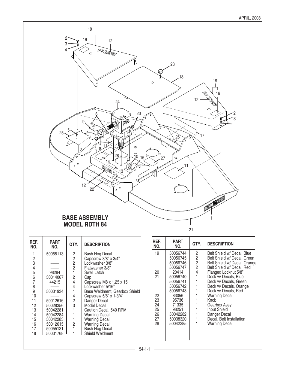 Base assembly model rdth 84 | Bush Hog RDTH SERIES RDTH 72 User Manual | Page 3 / 28