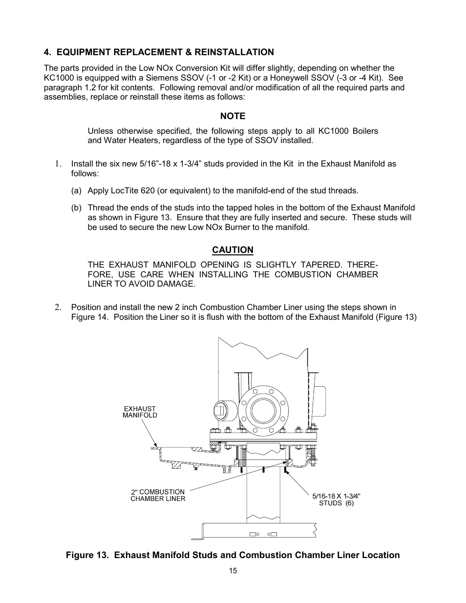 Equipment replacement & reinstallation | AERCO KC Standard to Low NOx Convertion Instructions User Manual | Page 15 / 43