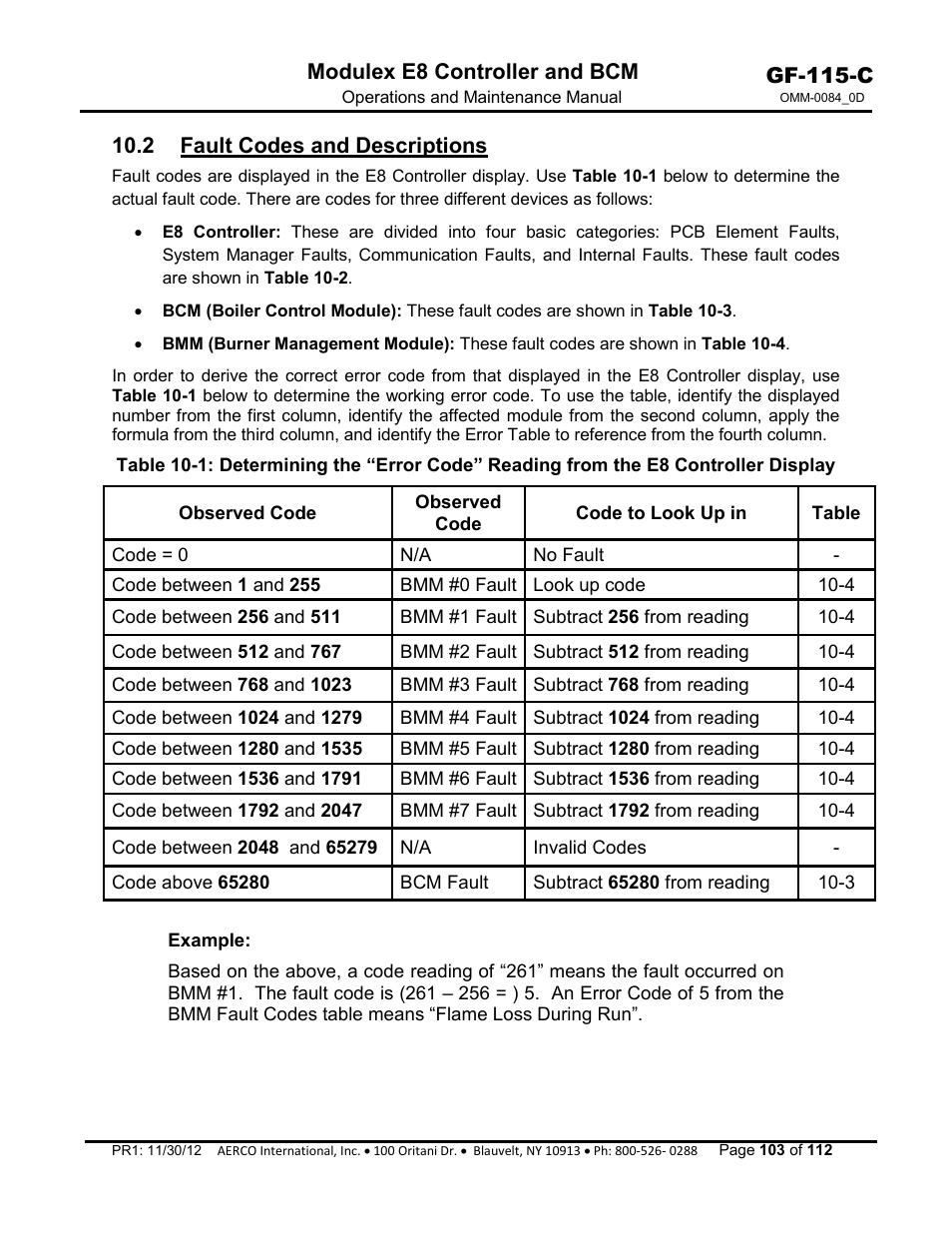2 fault codes and descriptions | AERCO Modulex E8 Controls Guide User Manual | Page 103 / 112