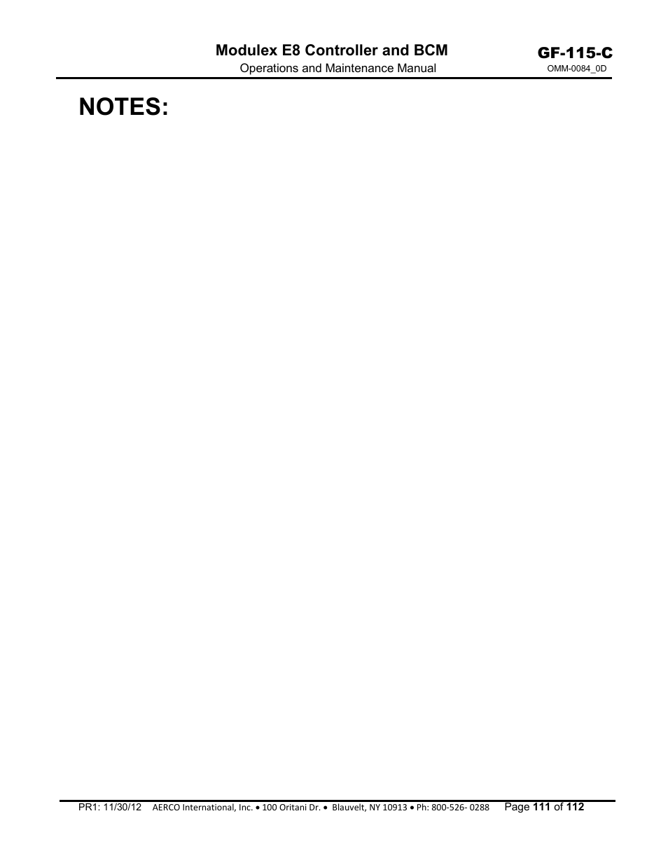 AERCO Modulex E8 Controls Guide User Manual | Page 111 / 112