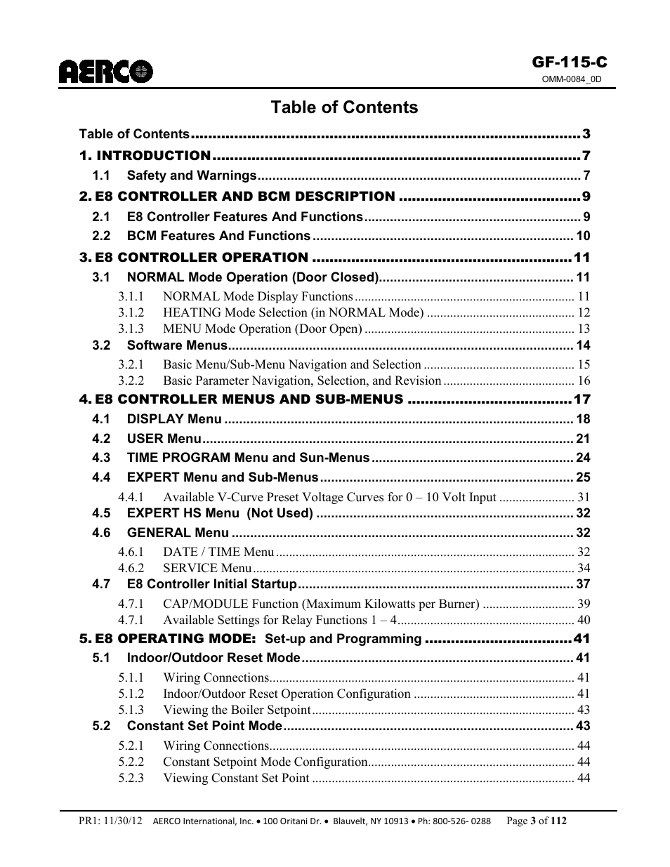 AERCO Modulex E8 Controls Guide User Manual | Page 3 / 112