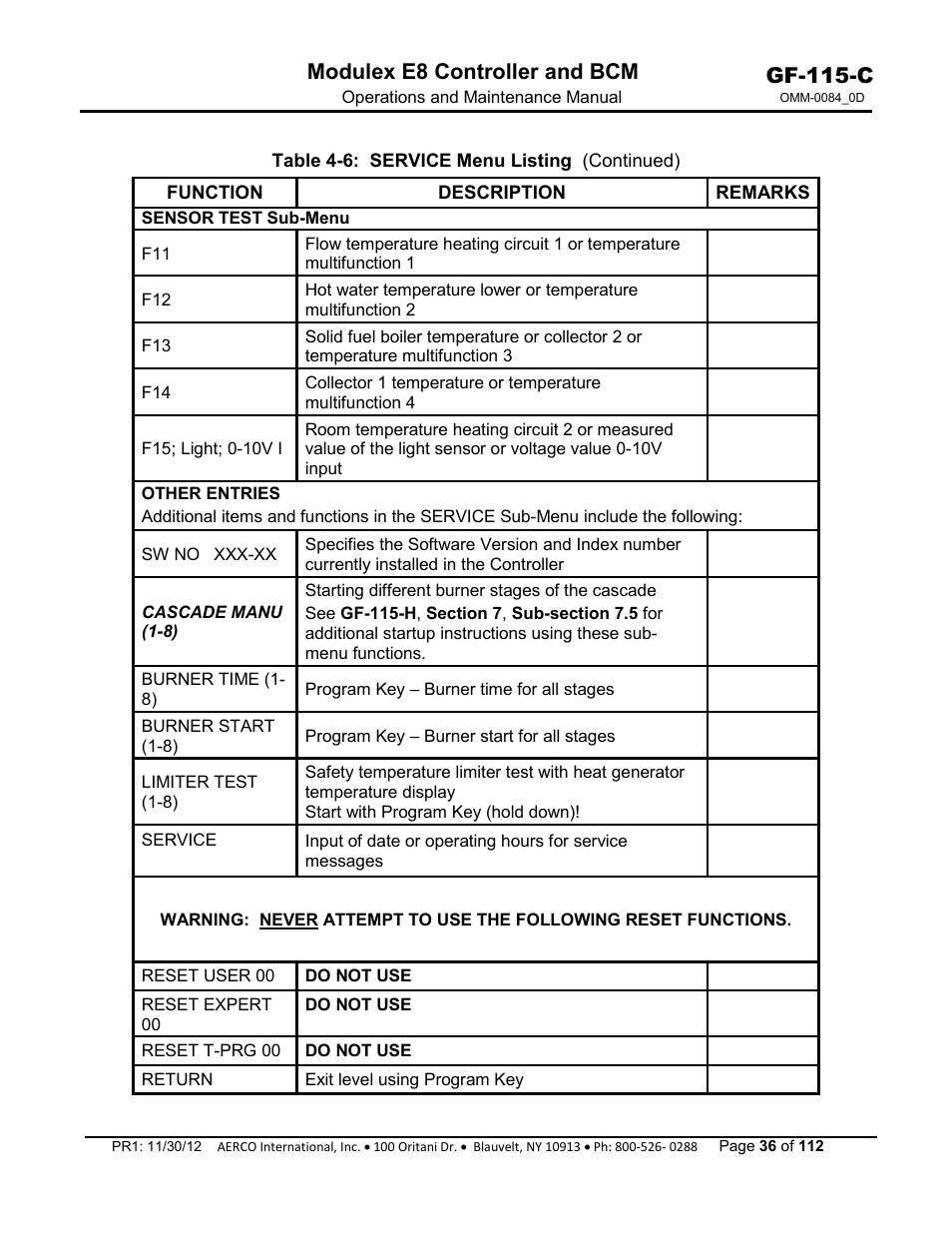 Gf-115-c, Modulex e8 controller and bcm | AERCO Modulex E8 Controls Guide User Manual | Page 36 / 112