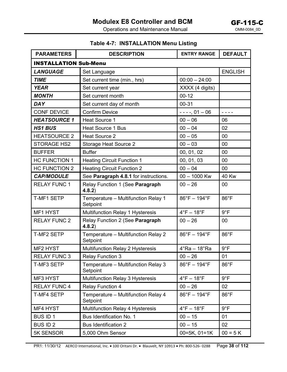 Gf-115-c, Modulex e8 controller and bcm | AERCO Modulex E8 Controls Guide User Manual | Page 38 / 112
