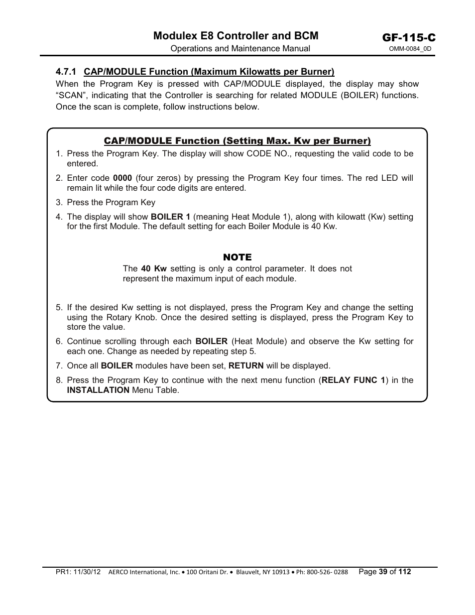 Gf-115-c, Modulex e8 controller and bcm | AERCO Modulex E8 Controls Guide User Manual | Page 39 / 112