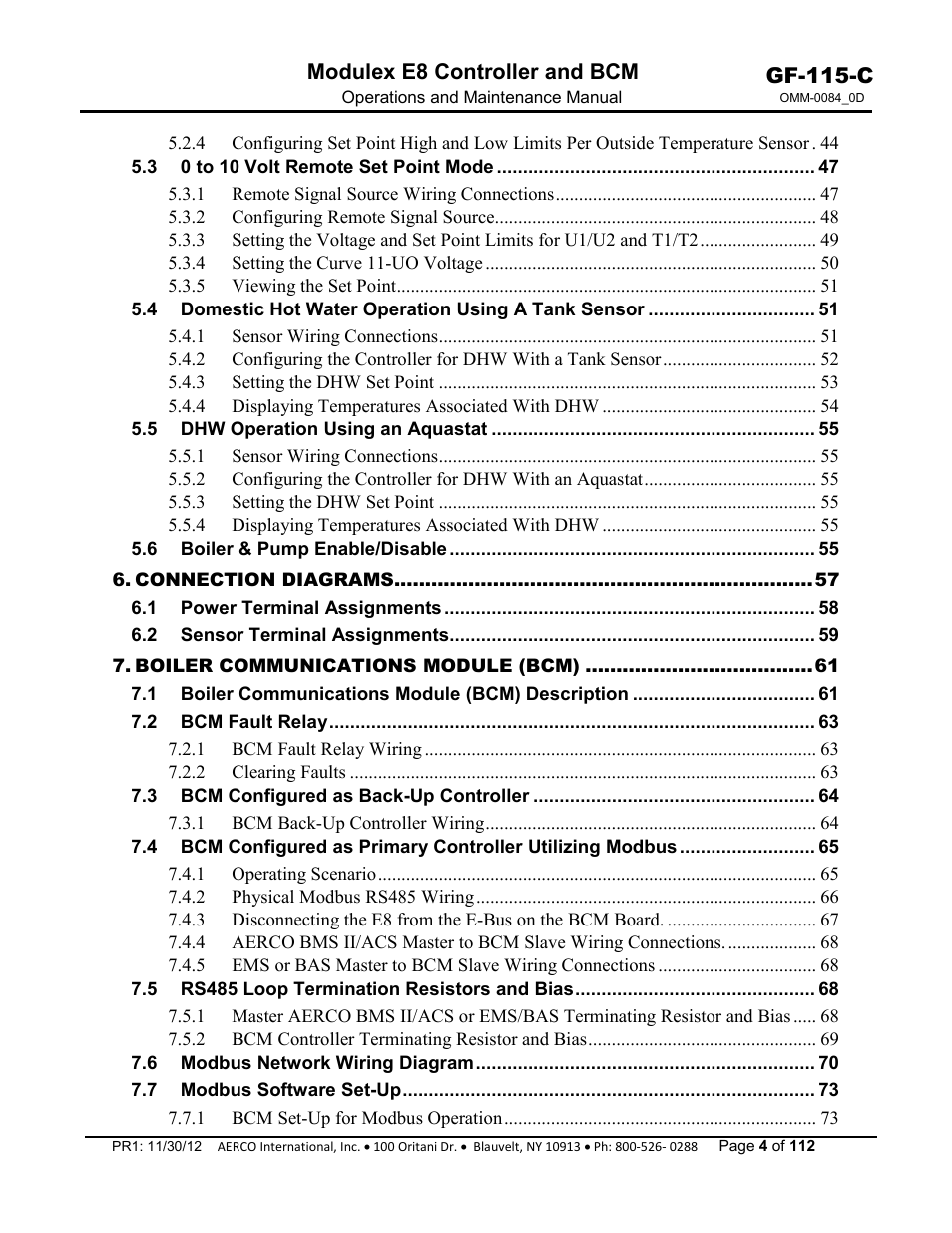 Gf-115-c, Modulex e8 controller and bcm | AERCO Modulex E8 Controls Guide User Manual | Page 4 / 112
