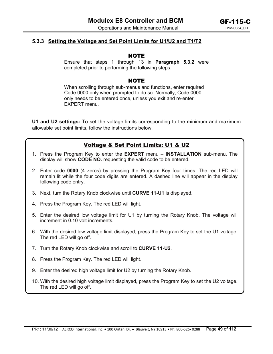 Gf-115-c, Modulex e8 controller and bcm | AERCO Modulex E8 Controls Guide User Manual | Page 49 / 112