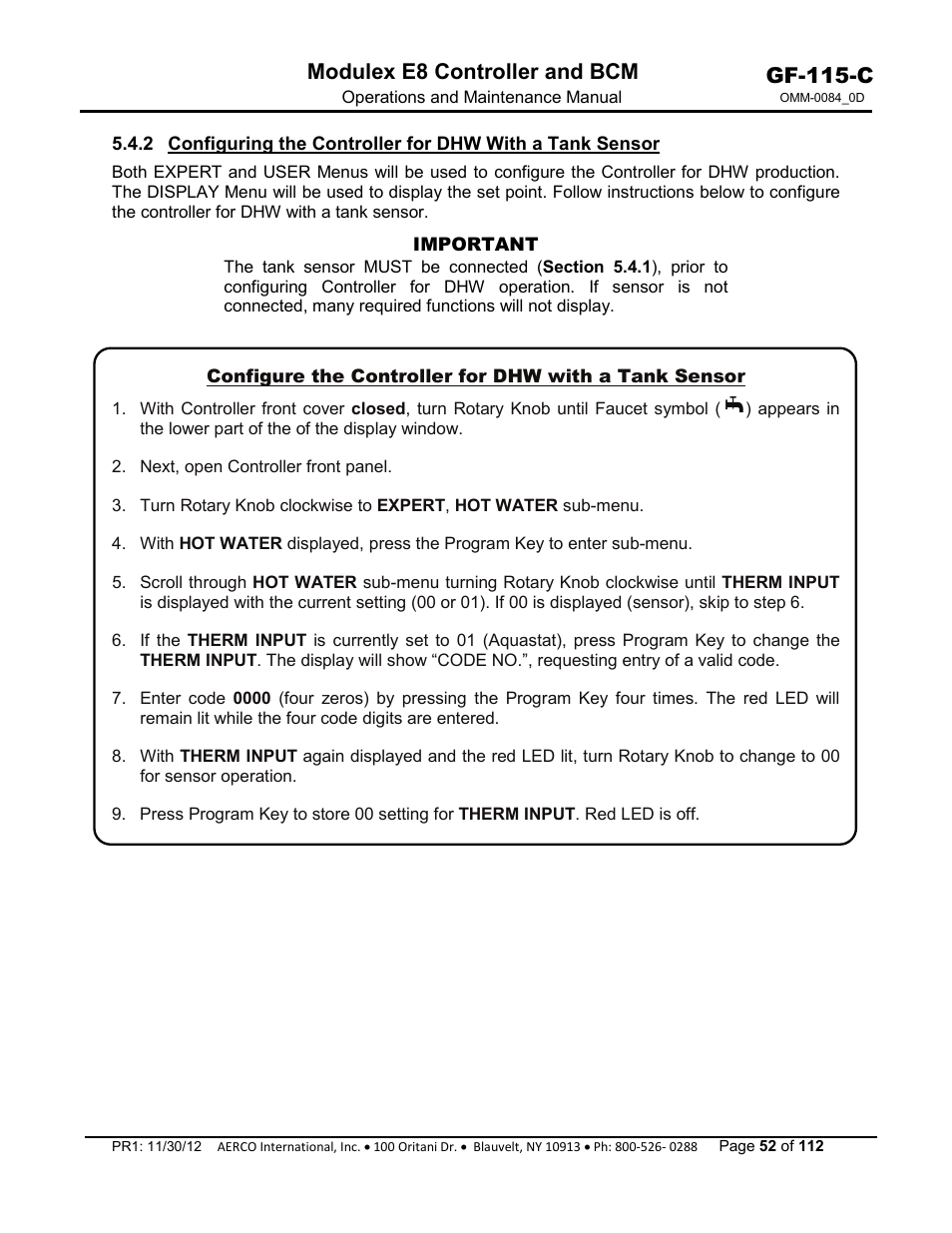Gf-115-c, Modulex e8 controller and bcm | AERCO Modulex E8 Controls Guide User Manual | Page 52 / 112