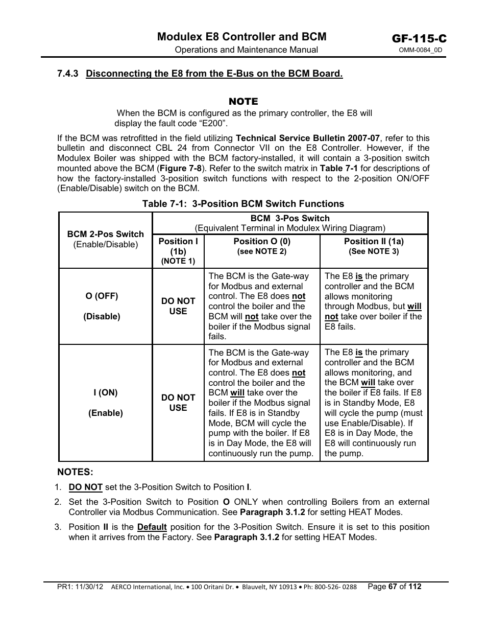 Gf-115-c, Modulex e8 controller and bcm | AERCO Modulex E8 Controls Guide User Manual | Page 67 / 112