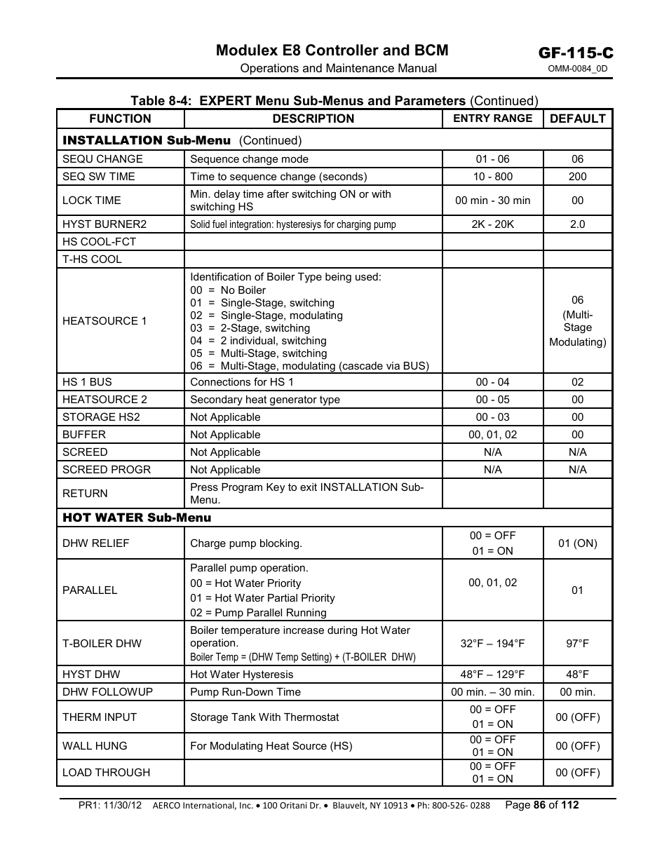 Gf-115-c, Modulex e8 controller and bcm | AERCO Modulex E8 Controls Guide User Manual | Page 86 / 112