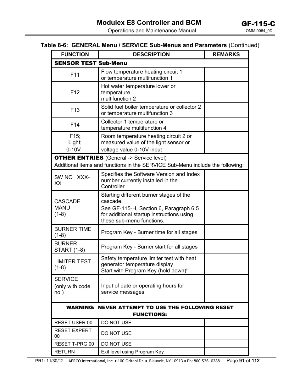 Gf-115-c, Modulex e8 controller and bcm | AERCO Modulex E8 Controls Guide User Manual | Page 91 / 112