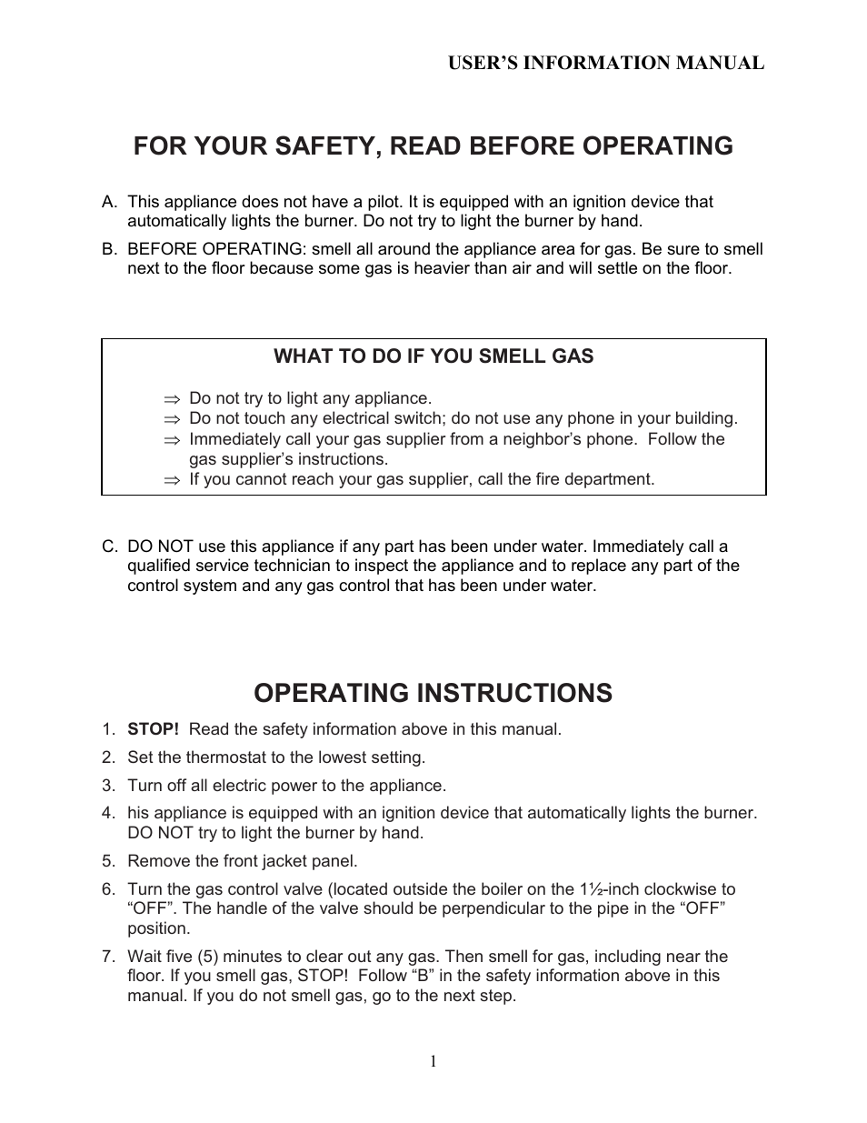 For your safety, read before operating, Operating instructions | AERCO Modulex Users Guide User Manual | Page 3 / 8