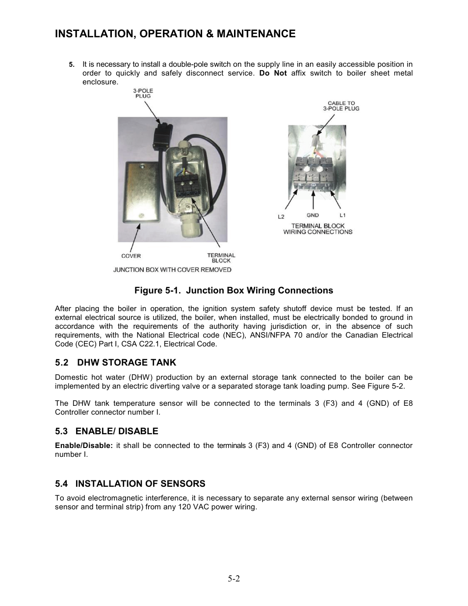 2 dhw storage tank, 3 enable/ disable, 4 installation of sensors | Installation, operation & maintenance | AERCO Modulex High Pressure Manual User Manual | Page 32 / 60
