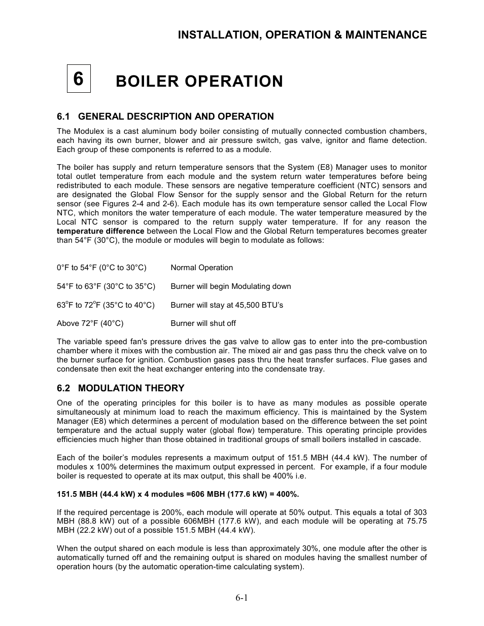 6 - boiler operation, 1 general description and operation, 2 modulation theory | Boiler operation, Installation, operation & maintenance | AERCO Modulex High Pressure Manual User Manual | Page 35 / 60