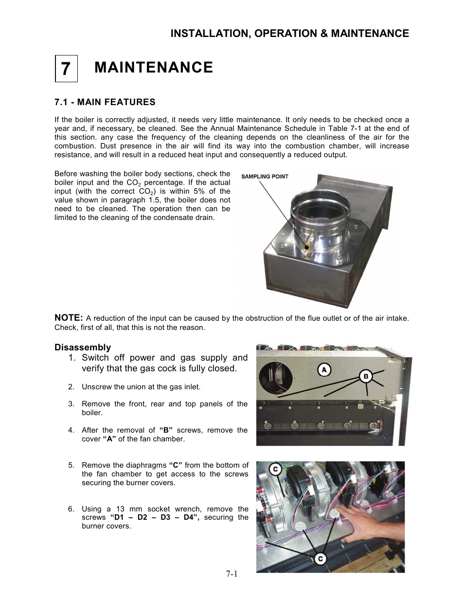 7 - maintenance, Maintenance, Installation, operation & maintenance | AERCO Modulex High Pressure Manual User Manual | Page 45 / 60
