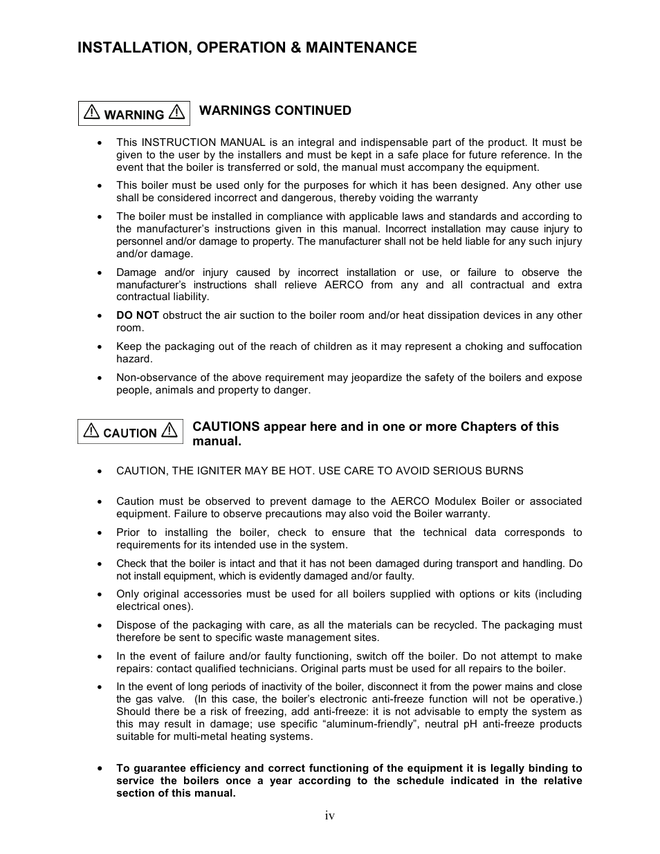 Installation, operation & maintenance | AERCO Modulex High Pressure Manual User Manual | Page 6 / 60