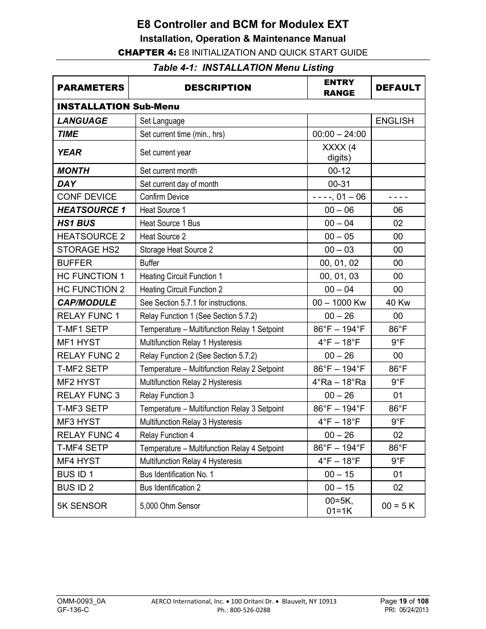 E8 controller and bcm for modulex ext | AERCO Modulex E8 Controller (and BCM) For Modulex EXT Boilers User Manual | Page 19 / 108