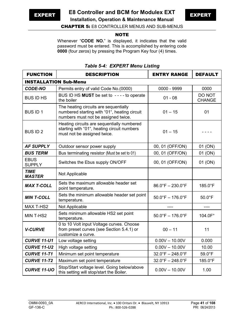 E8 controller and bcm for modulex ext | AERCO Modulex E8 Controller (and BCM) For Modulex EXT Boilers User Manual | Page 41 / 108