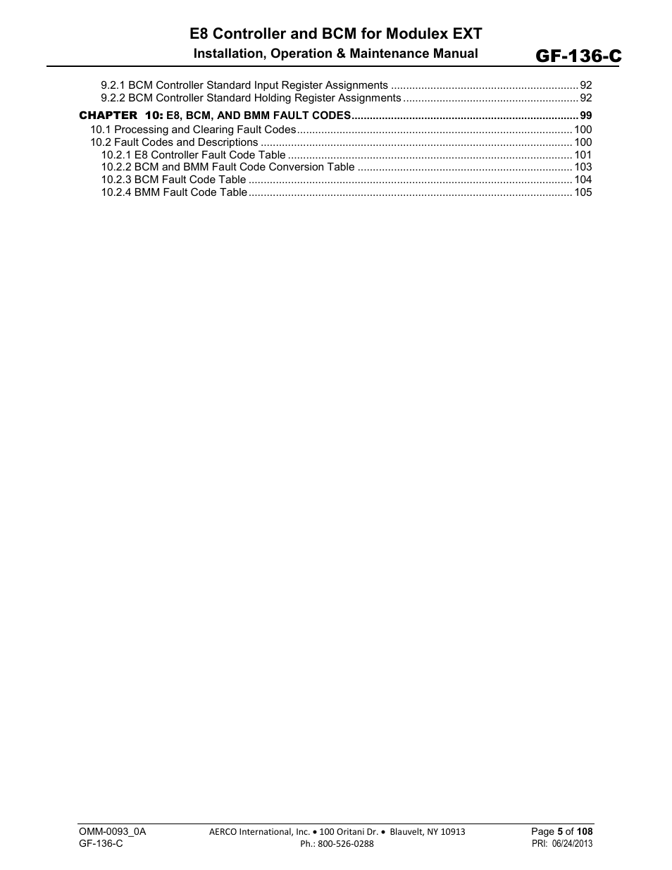 Gf-136-c, E8 controller and bcm for modulex ext | AERCO Modulex E8 Controller (and BCM) For Modulex EXT Boilers User Manual | Page 5 / 108