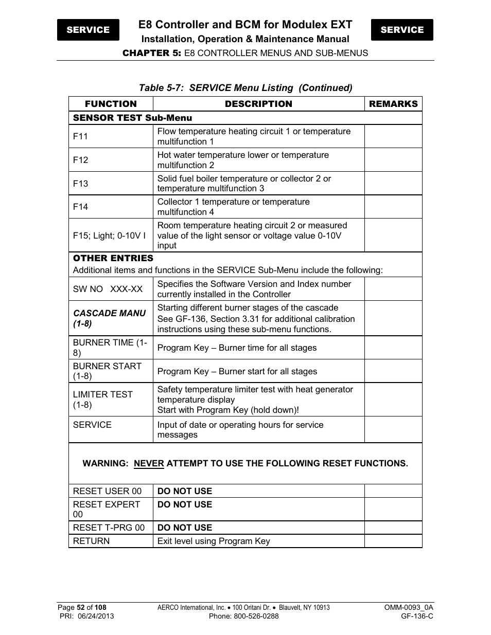E8 controller and bcm for modulex ext | AERCO Modulex E8 Controller (and BCM) For Modulex EXT Boilers User Manual | Page 52 / 108