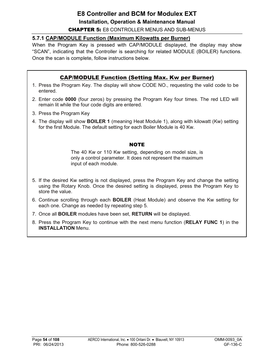 E8 controller and bcm for modulex ext | AERCO Modulex E8 Controller (and BCM) For Modulex EXT Boilers User Manual | Page 54 / 108