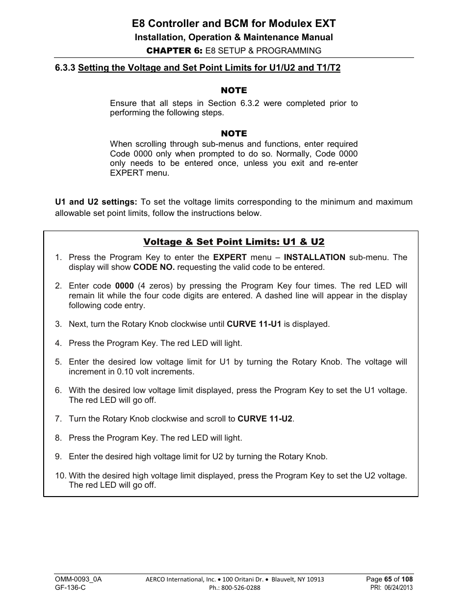 E8 controller and bcm for modulex ext | AERCO Modulex E8 Controller (and BCM) For Modulex EXT Boilers User Manual | Page 65 / 108