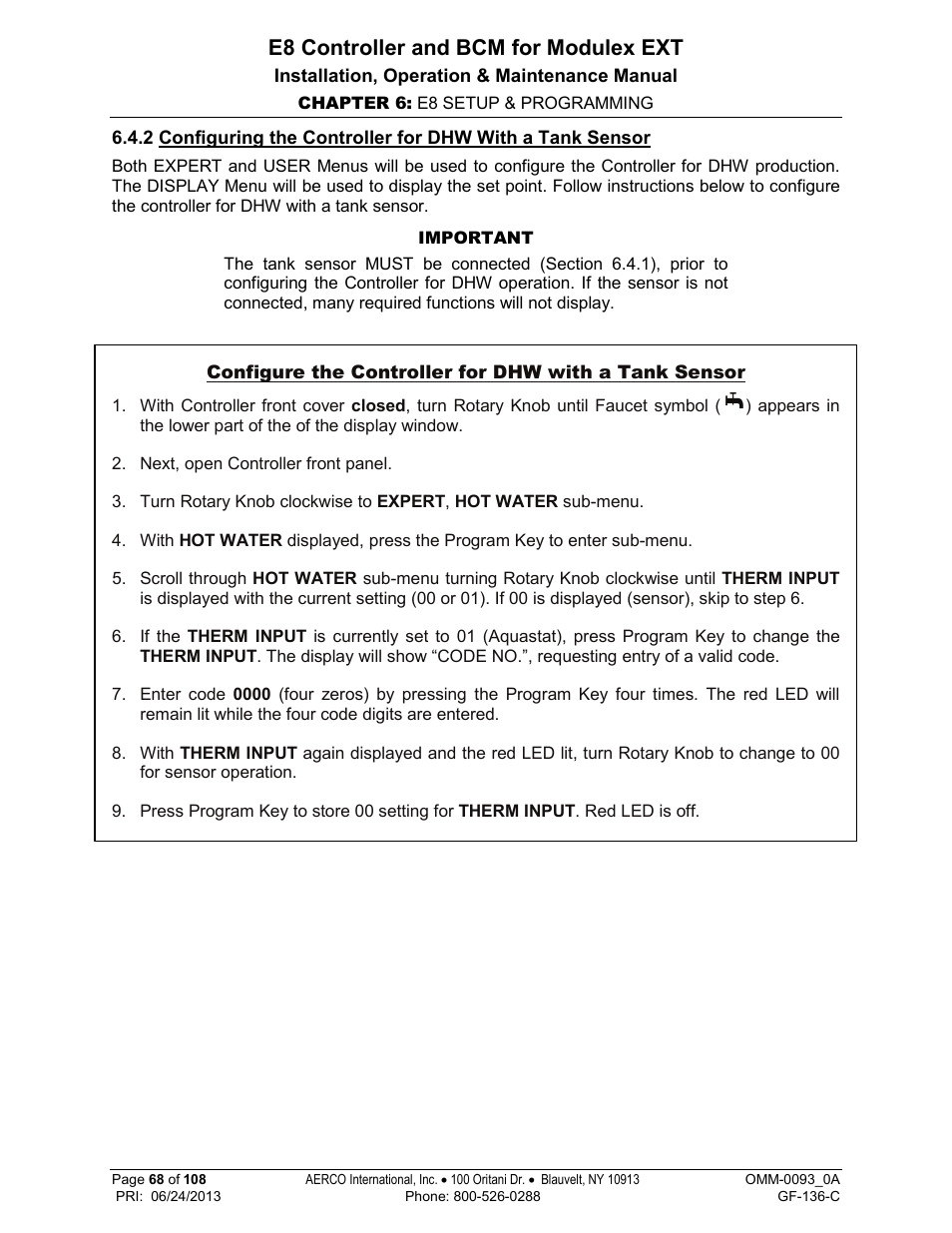 E8 controller and bcm for modulex ext | AERCO Modulex E8 Controller (and BCM) For Modulex EXT Boilers User Manual | Page 68 / 108