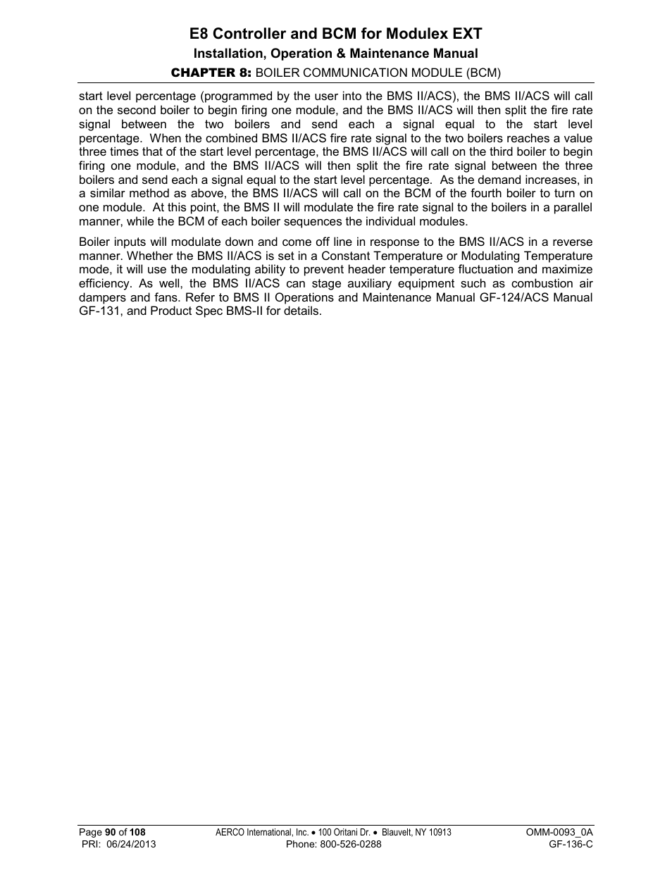 E8 controller and bcm for modulex ext | AERCO Modulex E8 Controller (and BCM) For Modulex EXT Boilers User Manual | Page 90 / 108