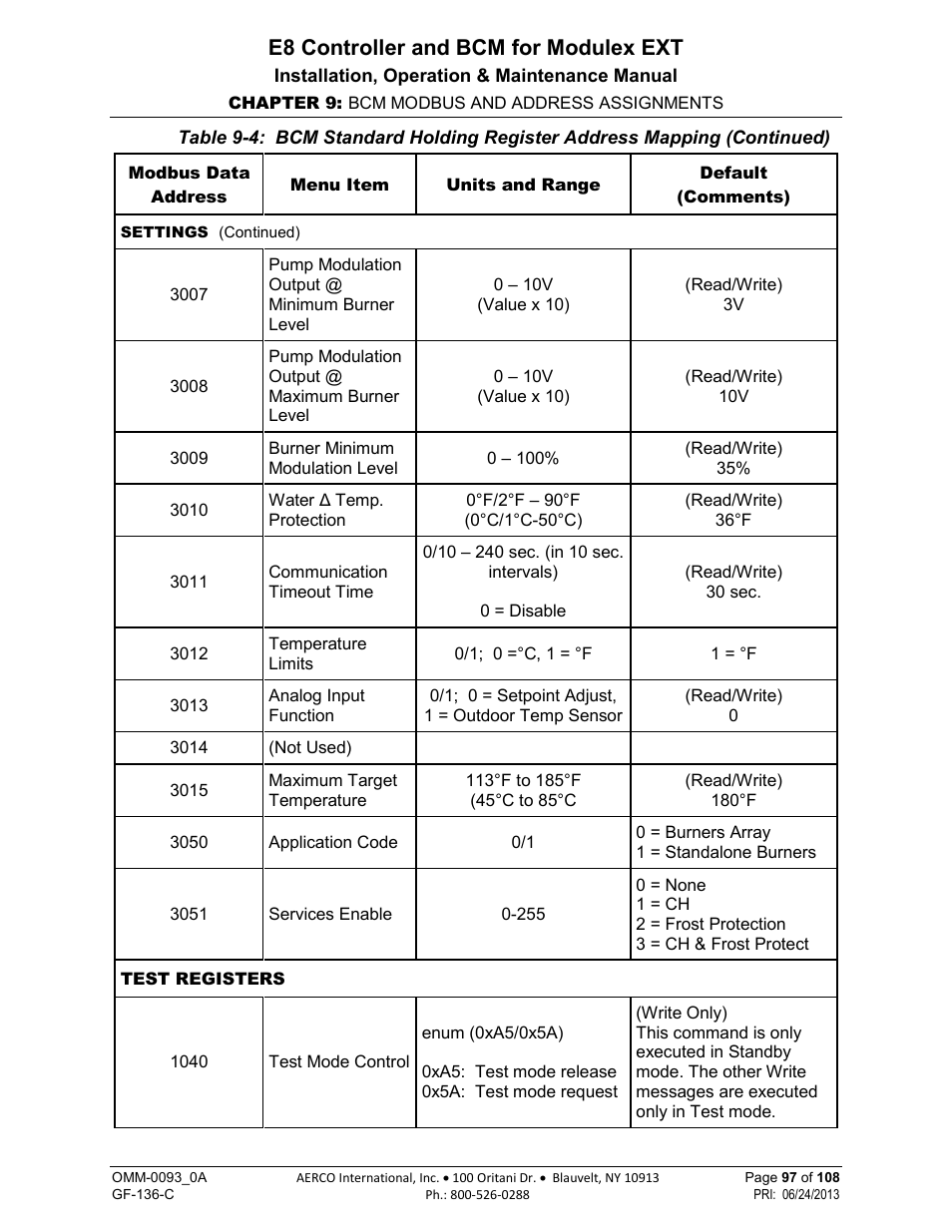 E8 controller and bcm for modulex ext | AERCO Modulex E8 Controller (and BCM) For Modulex EXT Boilers User Manual | Page 97 / 108