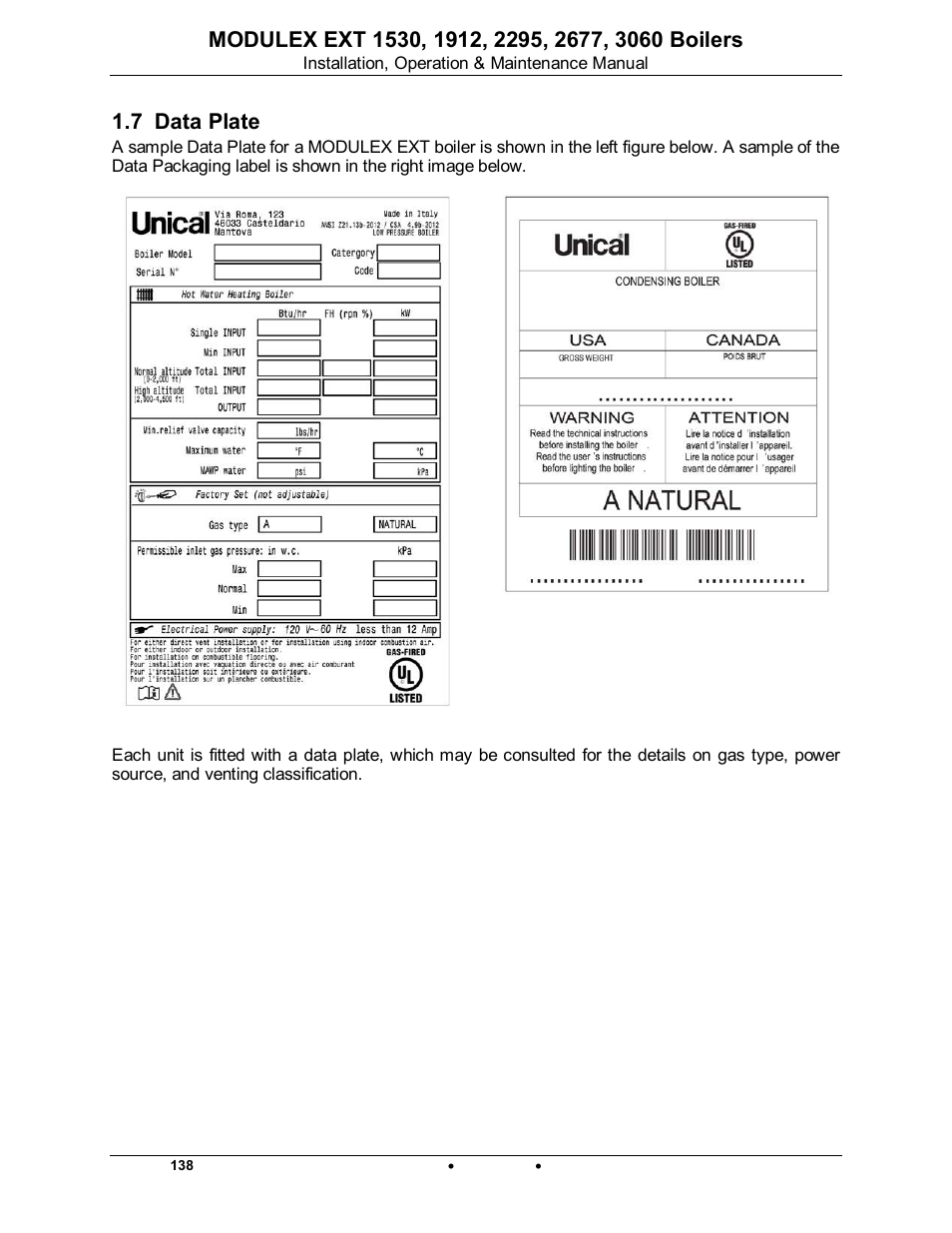 7 data plate, Modulex ext | AERCO Modulex EXT 1530 - 3060 User Manual | Page 10 / 138