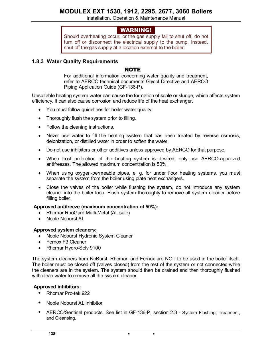 3 water quality requirements, Modulex ext | AERCO Modulex EXT 1530 - 3060 User Manual | Page 12 / 138