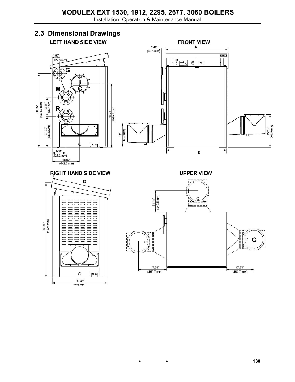 3 dimensional drawings, Modulex ext | AERCO Modulex EXT 1530 - 3060 User Manual | Page 17 / 138