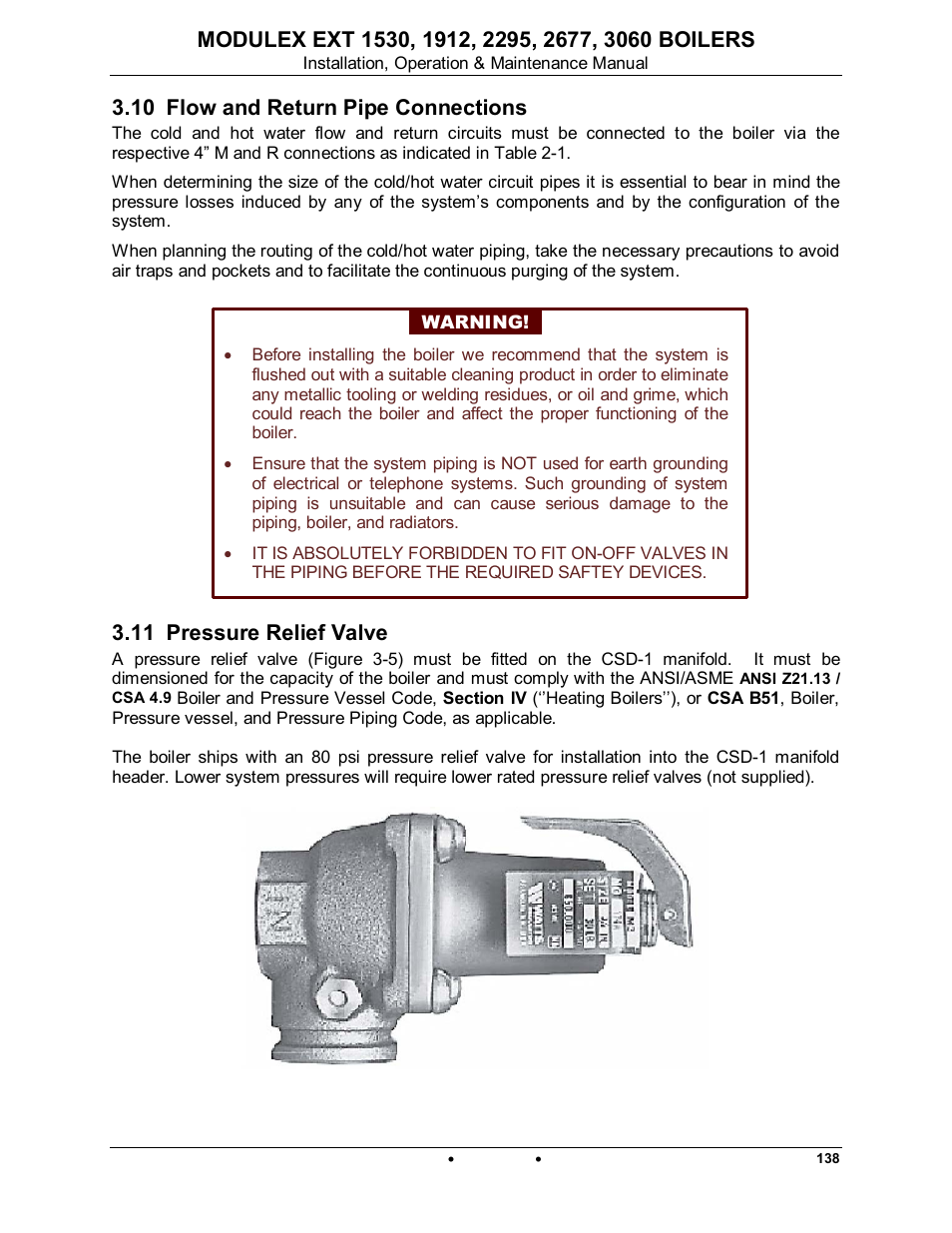 10 flow and return pipe connections, 11 pressure relief valve, Modulex ext | AERCO Modulex EXT 1530 - 3060 User Manual | Page 29 / 138