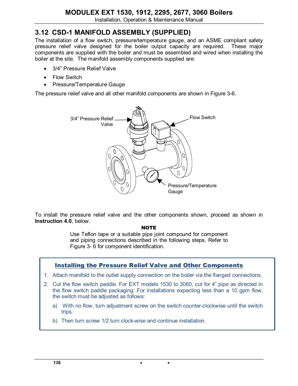 12 csd-1 manifold assembly (supplied), Modulex ext | AERCO Modulex EXT 1530 - 3060 User Manual | Page 30 / 138