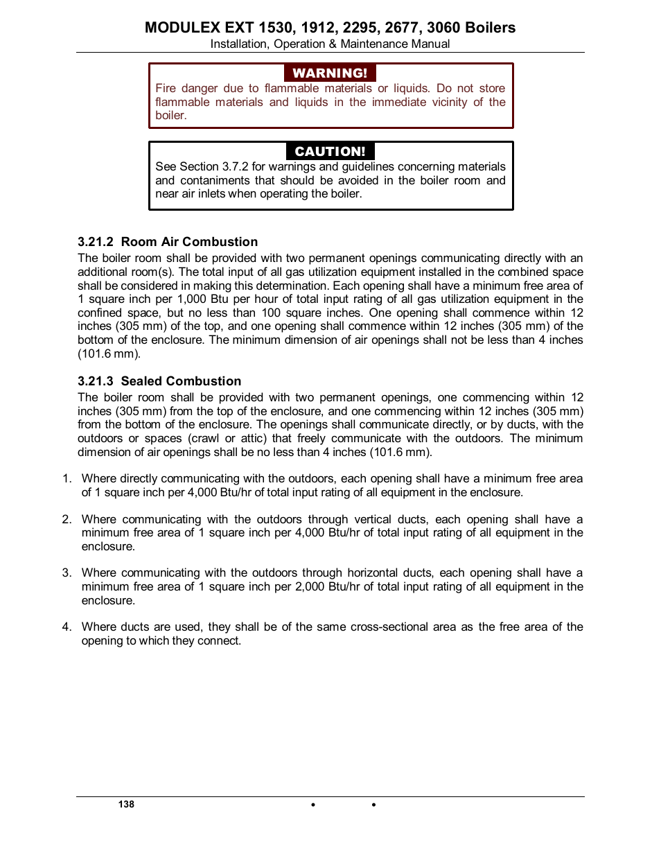 2 room air combustion, 3 sealed combustion, Modulex ext | AERCO Modulex EXT 1530 - 3060 User Manual | Page 40 / 138