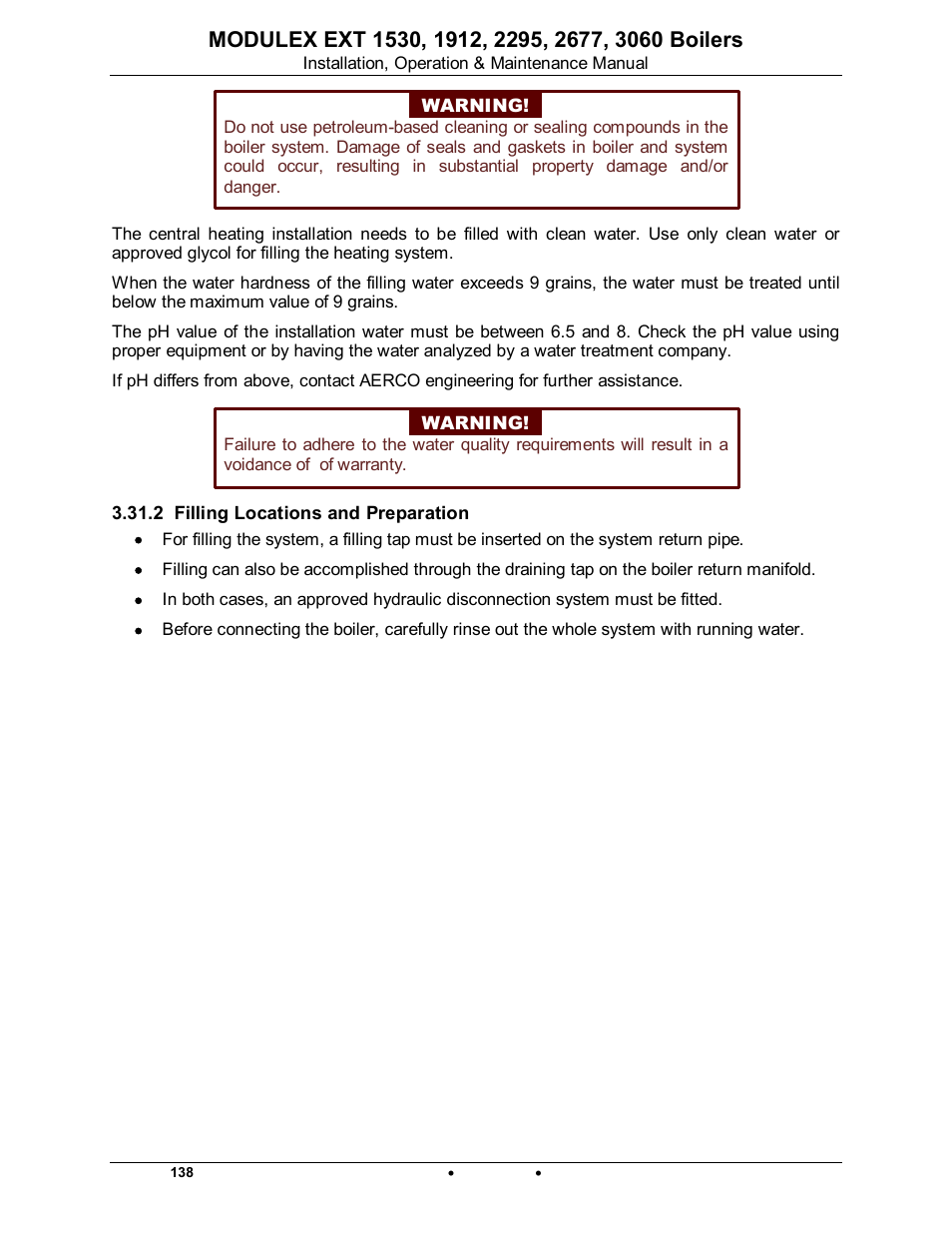 2 filling locations and preparation, Modulex ext | AERCO Modulex EXT 1530 - 3060 User Manual | Page 58 / 138