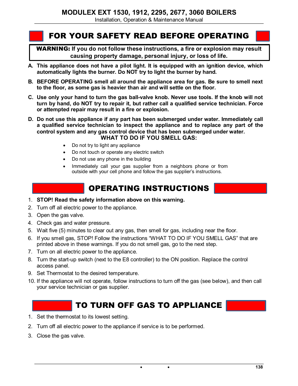 For your safety read before operating, Operating instructions, Modulex ext | AERCO Modulex EXT 1530 - 3060 User Manual | Page 59 / 138